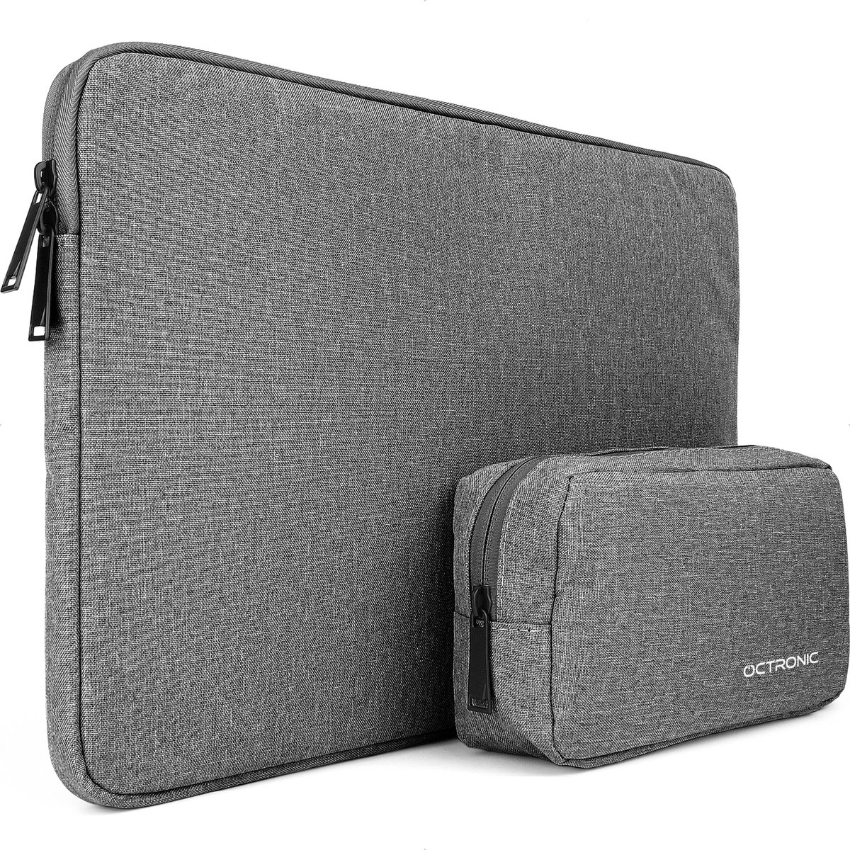 Laptophoes 15,6 inch - Laptop Sleeve, Tablet Hoes met kabel organizer etui - Donker Grijs - Octronic