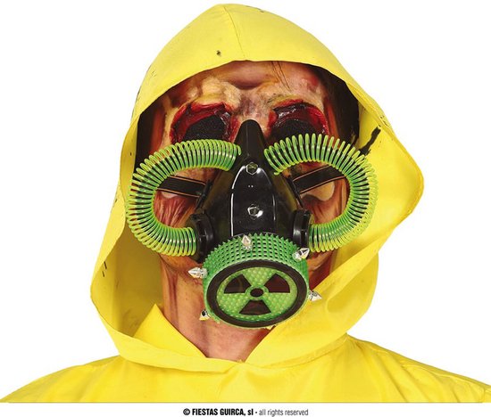 Fiestas Guirca Head Mask Masque à gaz radioactif Vert Taille