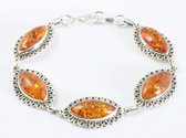 Bracelet en argent artisanal avec de grosses pierres d'ambre