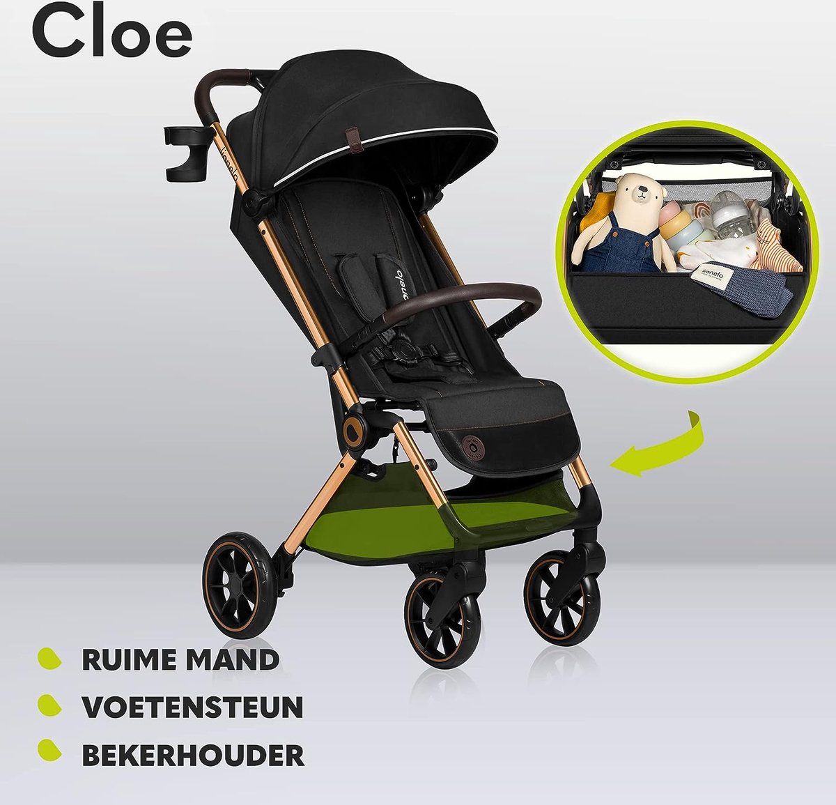 Poussette légère pliable Cloe pour un enfant de 0 à 22kg Buggy avec dossier  réglable, | bol