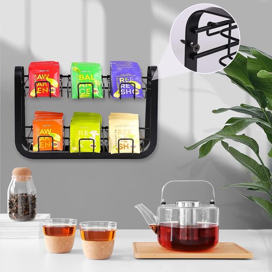 Boîte à thé avec 6 compartiments, boîte à thé, murale, sachet de thé
