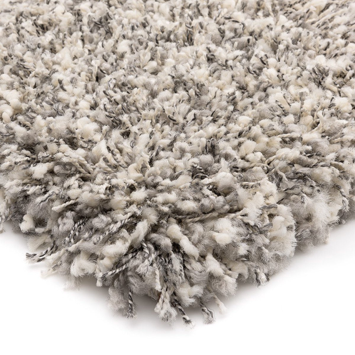 Rond hoogpolig vloerkleed - Shaggy Prime wit/zilver 160 cm