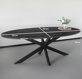 Eettafel ovaal visgraat 210cm Obie zwart ovale tafel
