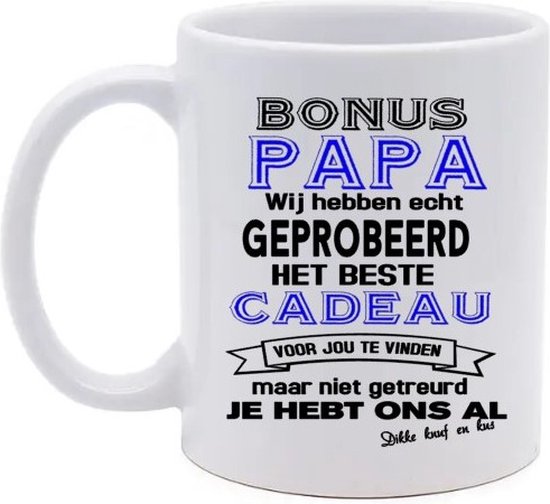 Tasse à Café - mug à thé - texte - bonus papa tu nous as déjà - cadeau