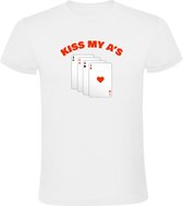 T-shirt pour homme Kiss My A's | Cartes | jeu de cartes | poker | Humour | drôle | Blanc