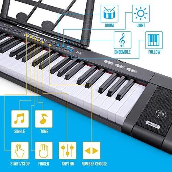 Max KB5 Clavier Électronique 61 Touches pour Débutant avec Casque