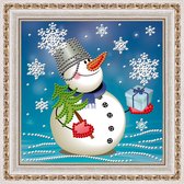 Diamond Painting Sneeuwpop met Cadeau 15 x 15 cm