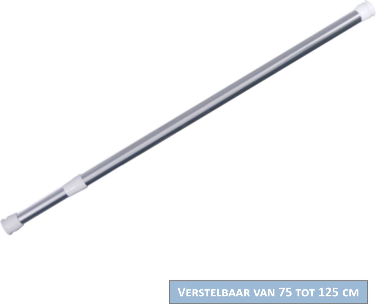 AquaVive Douchestang Verstelbaar 75-125 cm – Klembevestiging – Ø21 mm – Rond – Chroom – Roestvrij Aluminium