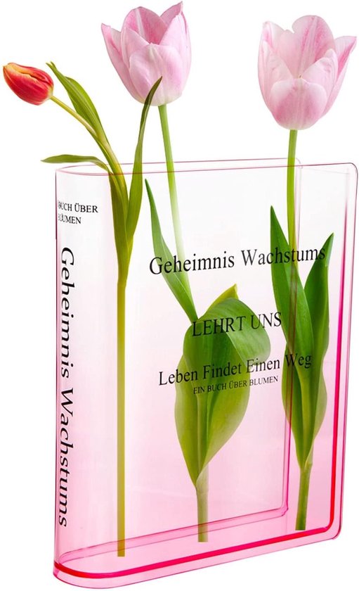 Dfydghb Boekenvaas, Tulpenvaas, Heldere boekenvaas, Bloemen vaas, Boekenvaas, Vazen, Acryl boekenvazen, Heldere boek bloemenvaas, voor bloemstukken thuis slaapkamer woonkamer kantoor