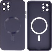 Hoesje Geschikt voor iPhone 11 Pro - Back Cover - MagSafe Hoesje met Camera Beschermer - Nacht Paars