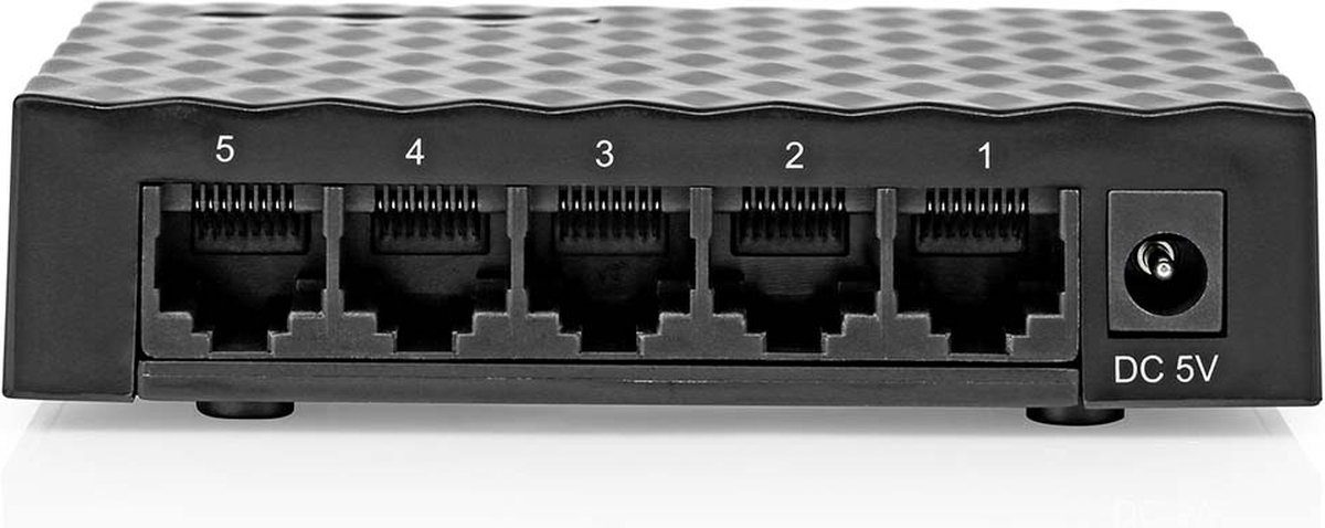Nedis Netwerk-Switch - CAT5 / CAT5e / CAT6 / CAT6a / CAT7 - Poorten: 5-Poorts poort(en) - Aantal PoE-poorten: 0 - VLAN-ondersteuning - ABS - Zwart