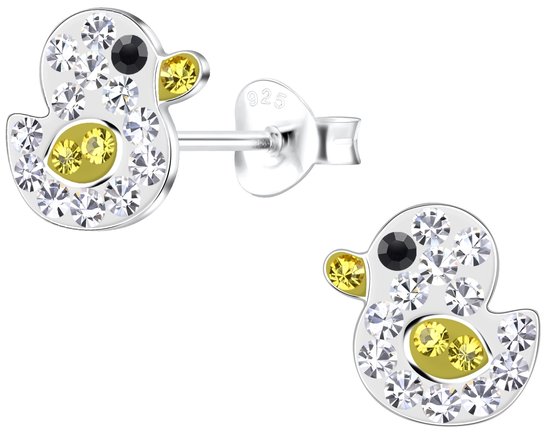 Kids Oorbellen van Zilver met gele Bad Eend