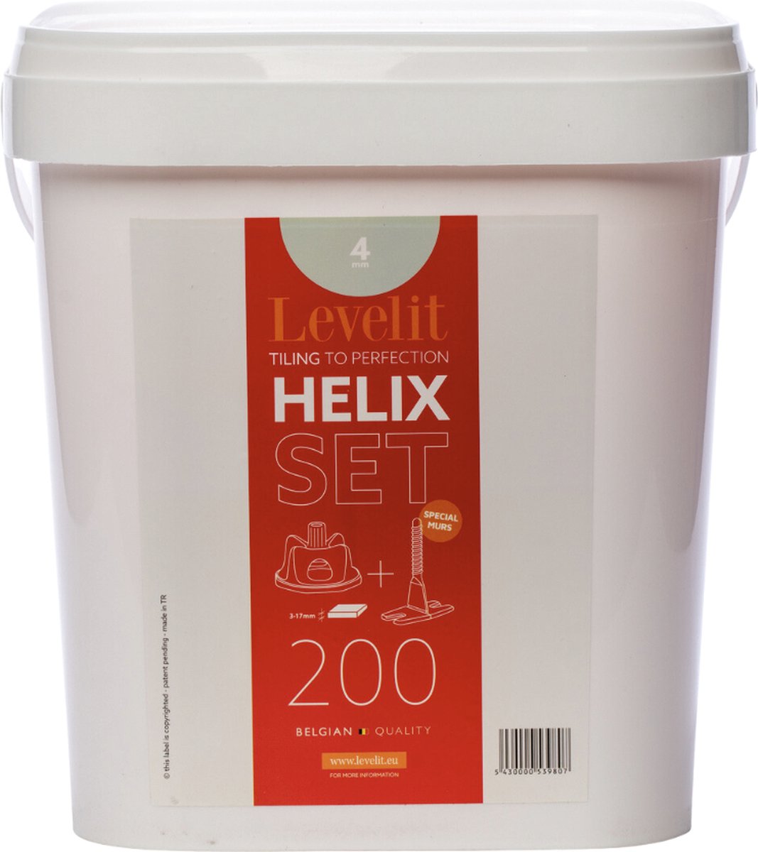 HELIX by Levelit - Tegel leveling systeem - Kit - 4 mm - 200 stuks