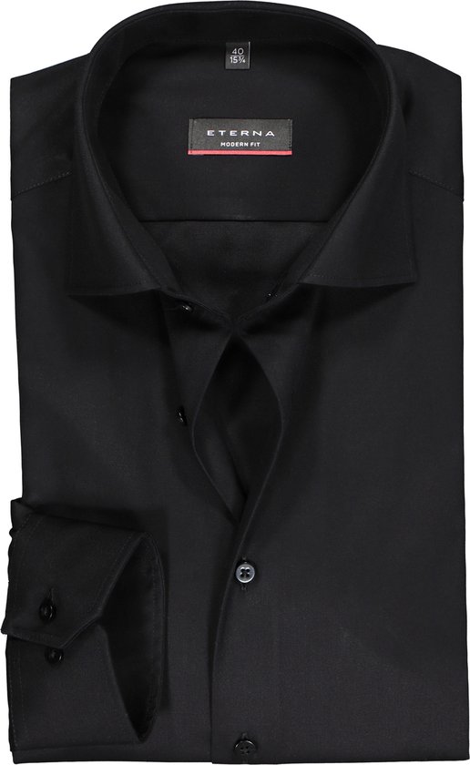 ETERNA modern fit overhemd - twill heren overhemd - zwart - Strijkvrij - Boordmaat: 48