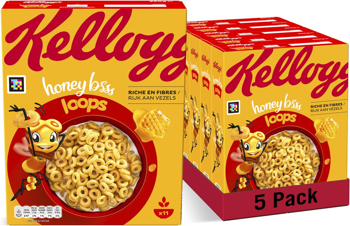 Kellogg's Honey Loops Ontbijtgranen - 5 x 330 gr - Voordeelverpakking