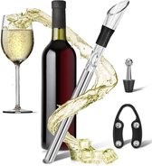 Wijnkoelstaaf van roestvrij staal with schenktuit en decanter beluchter, cadeau voor wijnliefhebbers, wijnkoelstang, wijnkoelstaaf, flessenkoeler, flessenkoelstaaf, set met 1 koelstaaf