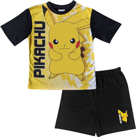 Pokémon shortama - pyjama Pokemon Pikachu - geel met zwart - maat 134/140