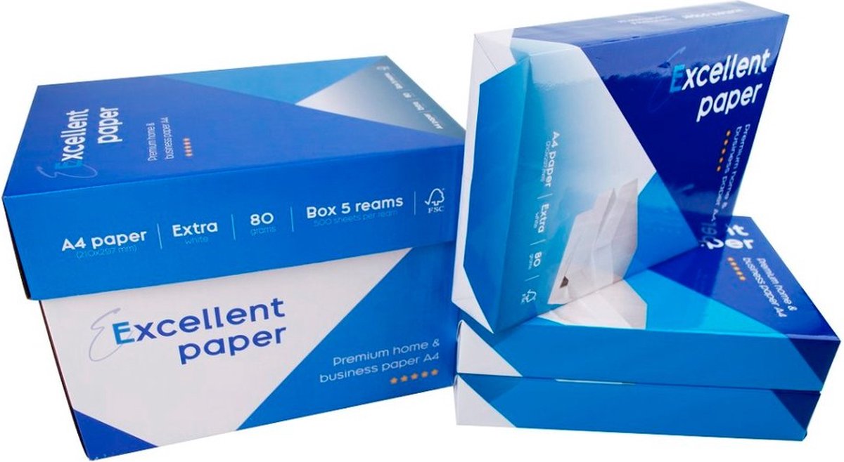 Printpapier E-paper A4 - 80 grams - 5 pakken met 500 vellen - Merkloos