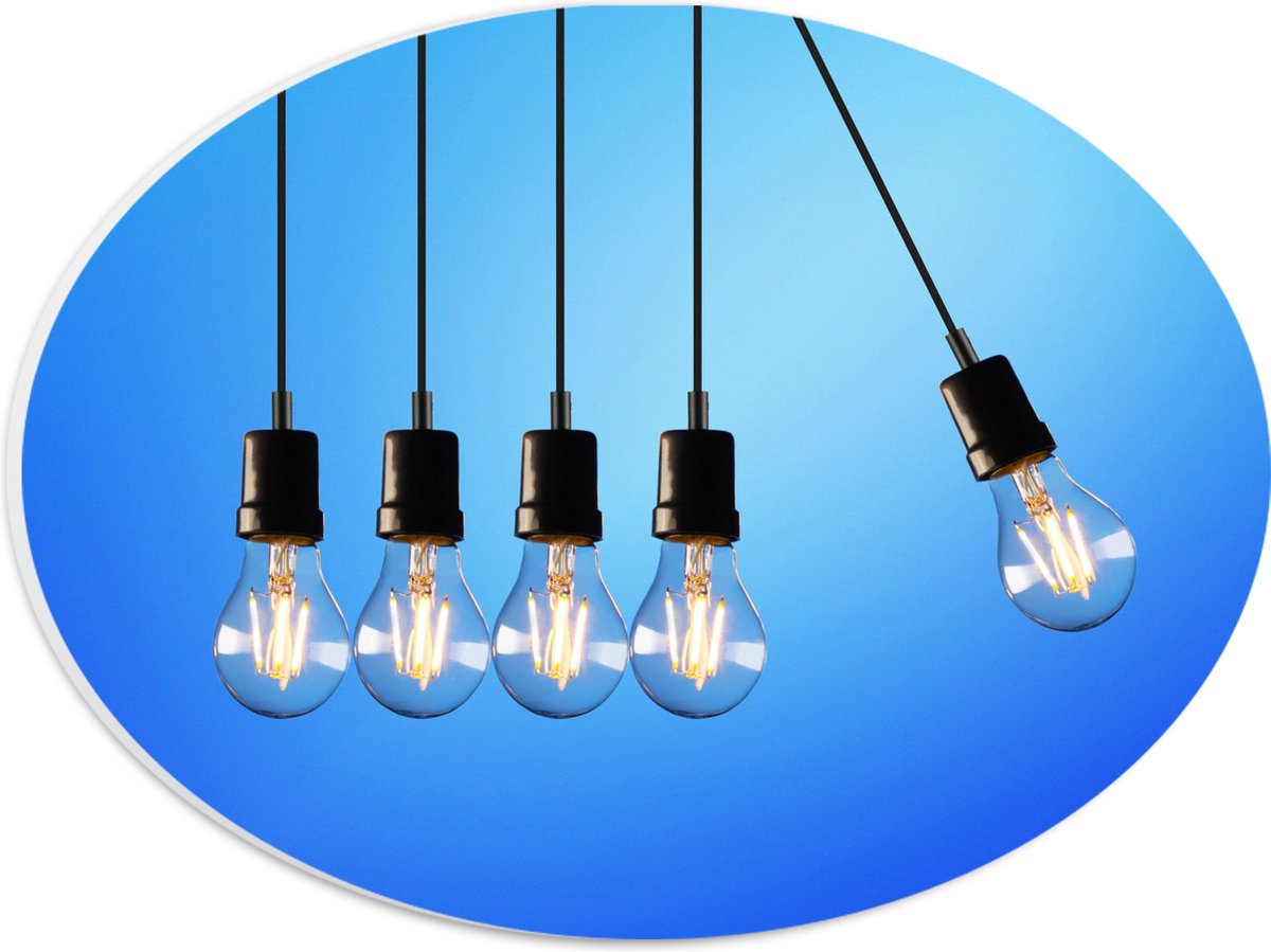PVC Schuimplaat Ovaal - Gloeilamp - Verlicht - Hangen - 28x21 cm Foto op Ovaal (Met Ophang