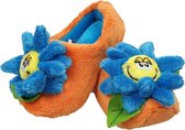 Elcee Haly - klomp slofjes - Oranje Pantoffelklompje met blauwe bloem - Warme sloffen - Oranje/Blauw - Maat 40-41