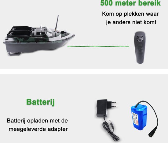 BUDDIE'S® Voerboot – 3KG Laadvermogen - 2 Voerbakken - Verlichting – 500 meter bereik – Opbergtas - Voerboot Karper – Baitboat – Karpervissen - Buddie's