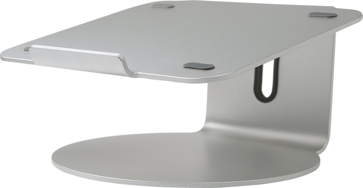 POUT - EYES4 Aluminium Laptopstandaard,  Ergonomisch ontwerp voor een goede houding, 360° draaibare basis, met anti-slip rubberen vlekken, Zilver - Pout