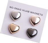 Fako Bijoux® - 4x Magnetische Broche Hart - Hoofddoek Magneet - Sjaal - Hijab - Abaya - 14mm - Set 4 Stuks - Shiny