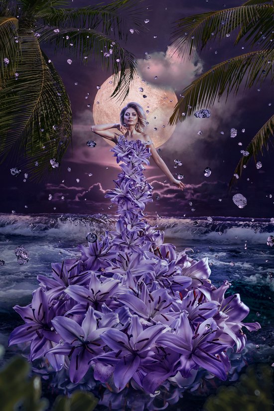 Purple Flower- Kristal Helder Galerie kwaliteit Plexiglas 5mm.- Blind Aluminium Ophang-frame- Fotokunst- luxe wanddecoratie- Akoestisch en UV Werend- inclusief verzending