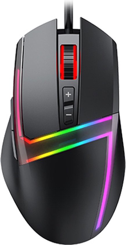 Phreeze Bedrade Gaming Muis - 10000 DPI - RGB Verlichting - Macro Knoppen - 7 Knoppen - MMO/MOBA/FPS - Zwart