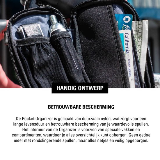 Lezyne Pocket Organizer Loaded MTB - Compacte fietstas met Lezyne Power Lever, Classic Tubeless Kit & Multi Tool Rap II 6 - Nylon - 15x7.6x2 cm - Zwart van Lezyne — afbeelding 5