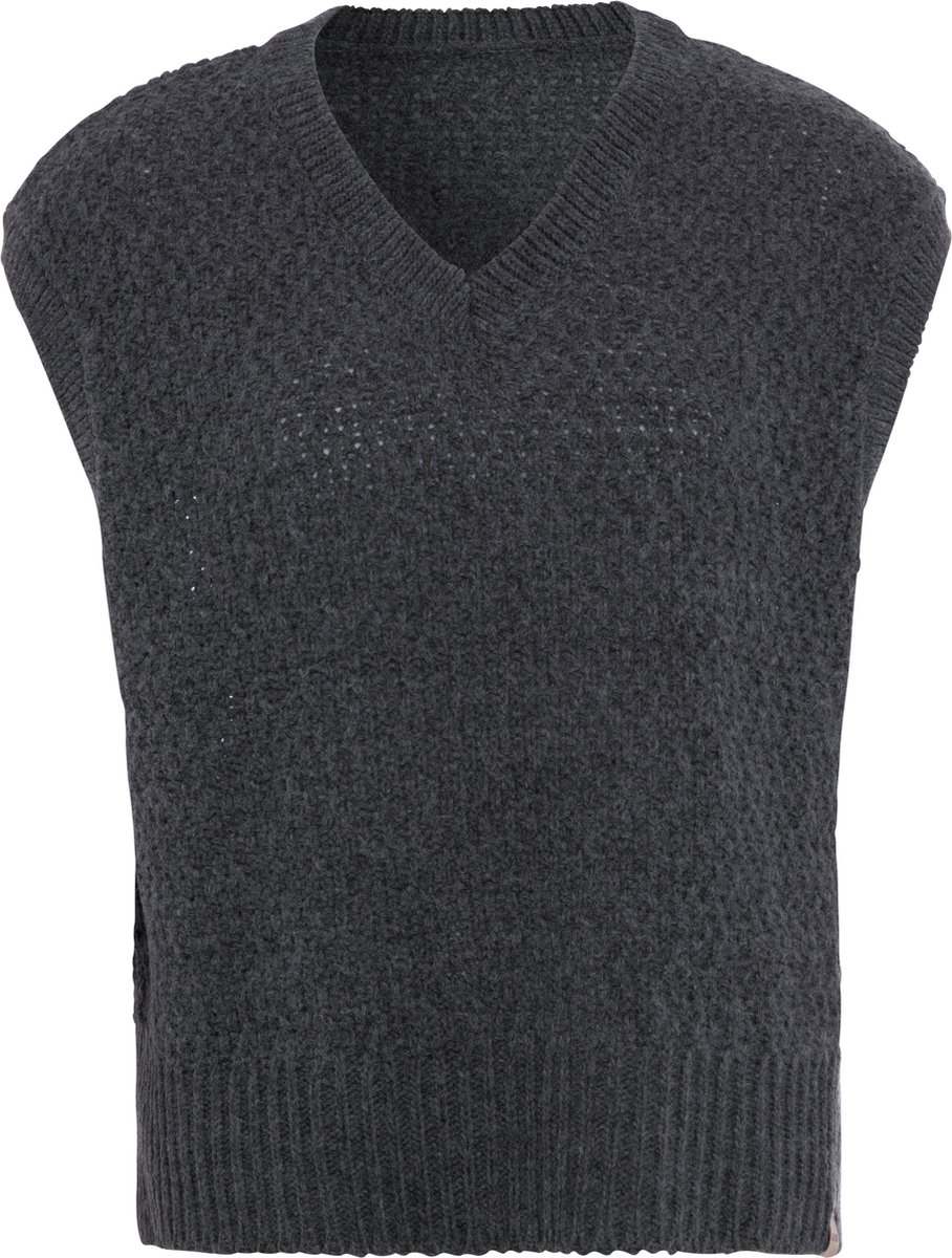Knit Factory Luna Spencer Dames - Debardeur voor dames - Mouwloze trui - Dames Trui - Trui zonder mouwen - Antraciet - 36/38