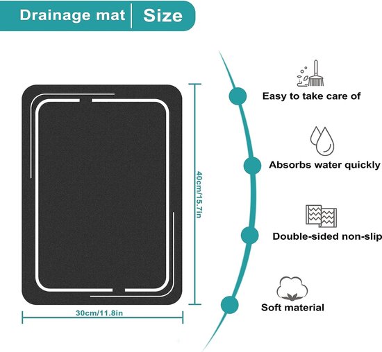 Dish Drying Mat Dishes, Absorbent Non-Slip Drying Mat Coffee Machine Drying Mat Quick Drying Super Absorbent Drying Mat ​for Kitchen for Drying Dishes & Glasses van Merkloos — afbeelding 3