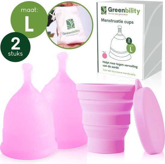 Greenbility Menstruatiecup met Sterilisator - Maat L - Duurzaam, Comfortabel en Zero Waste - Milieuvriendelijke Siliconen Cup