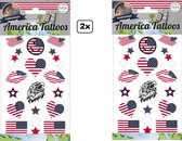 24x Tattoos USA - faux tatouage - Festival pays Amérique fête à thème autocollants amusants USA