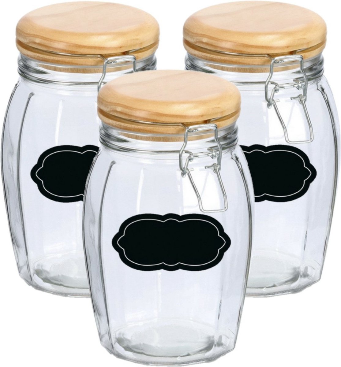 Weckpot/inmaakpot - 6x - 1.2L - glas - met beugelsluiting - incl. etiketten
