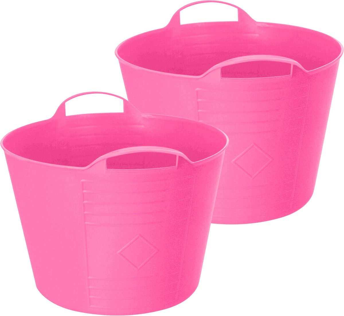 Goedkoopste Excellent Houseware Flexibele emmer - 2x - roze - 27 liter - kunststof - 40 x 35 cm