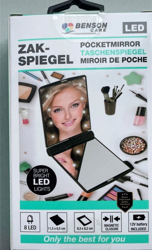 Make up Spiegel - Met Led Verlichting - 8 x Led - 11,5 x 8,5 cm -  Dubbelzijdige... | bol.com