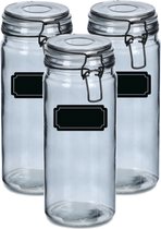 Weckpotten/inmaakpotten - 4x - 1L - glas - met beugelsluiting - incl. etiketten