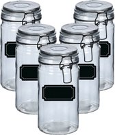 Weckpotten/inmaakpotten - 10x - 750 ml - glas - met beugelsluiting - incl. etiketten