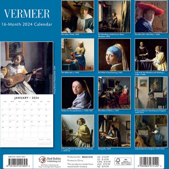 Jan Vermeer Kalender 2024 Bol Com   550x550 