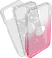 Hoesje geschikt voor iPhone 14 Glitter Afneembaar Roze
