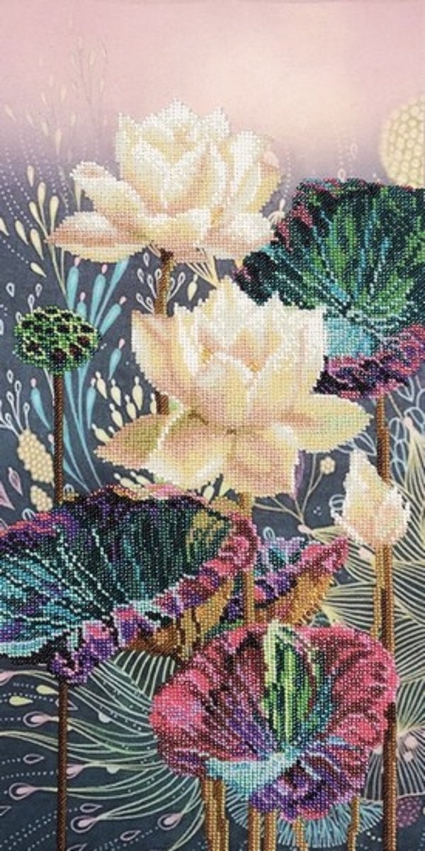 Borduurpakket met kralen/parels - LOTUS - VDV - kralen borduren - parels borduren