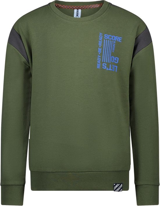 B.Nosy - Jongens sweater - Ravi - Militairy groen - Maat 134/140
