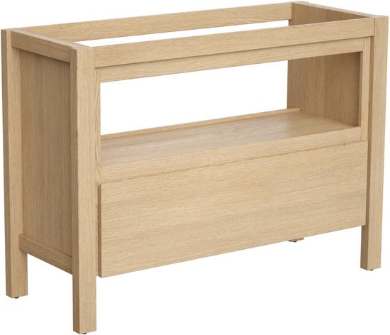 Stevige Salontafel Met Donkere Poten En Praktisch Opbergvak Temerin 30a, Eiken Goud Ambacht Mat Zwart 60 X 60 X 51 Cm Mooie Nerf 109485