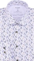 OLYMP Luxor 24/7 modern fit overhemd - Dynamic Flex - olijfgroen dessin - Strijkvriendelijk - Boordmaat: 41