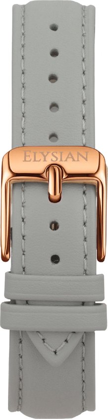 Elysian Horlogebandje - Grijs Leer - Rosé Gouden Gesp - 18mm - Quick Release - Verstelbaar