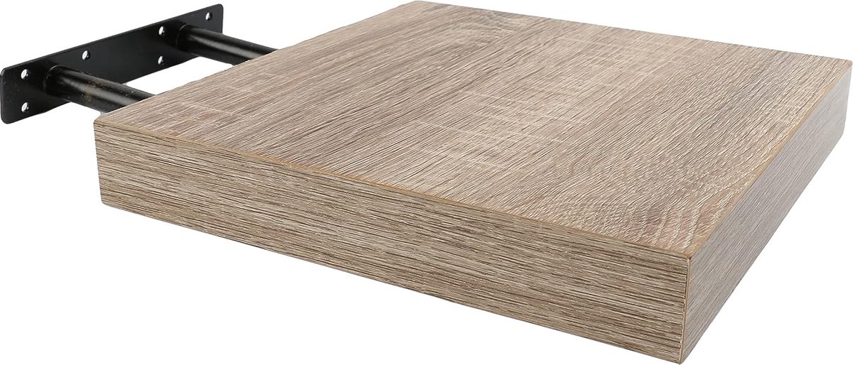 wandplank 25x25x4cm verouderd eiken kleur, wandplank onzichtbare fixatie planken decoratief maximale belasting 5kg