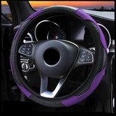 COCHO® Auto Stuurhoes - Steering Covers Geschikt 37-38Cm Auto Decoratie Koolstofvezel - Carbon Fiber ,PU Leer