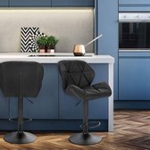 Barkruk Comfy Zwart - Met rugleuning - Stevig- Kunstleer - Set van 1 - Keuken - Barstoelen ergonomisch - Verstelbaar in hoogte - Zithoogte 60-82cm
