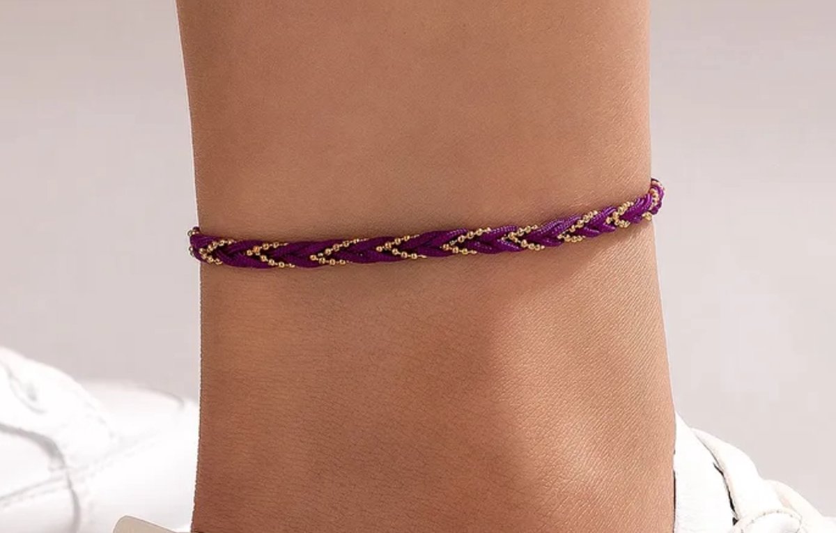 Enkelbandje / armbandje | touwtje | paars goud